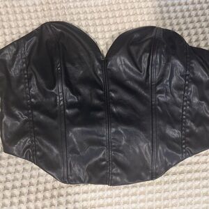 Divided Black Vegan Leather Bustier